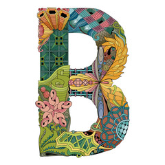 Letter B zentangle. Vector decorative object