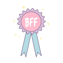 Bff Best Friend Forever Medal Cartoon Vector Isolated On White Background