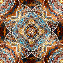 Vector Square Background. Mandala Round Decorative Ornament Pattern.