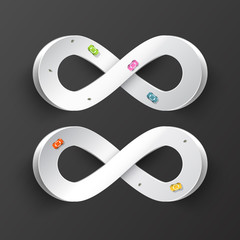 Sticker - Infinity Symbol. Paper Infinite Road Symbols with Cars and People