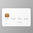 Realistic white credit card mockup template with shadow, vector illustration