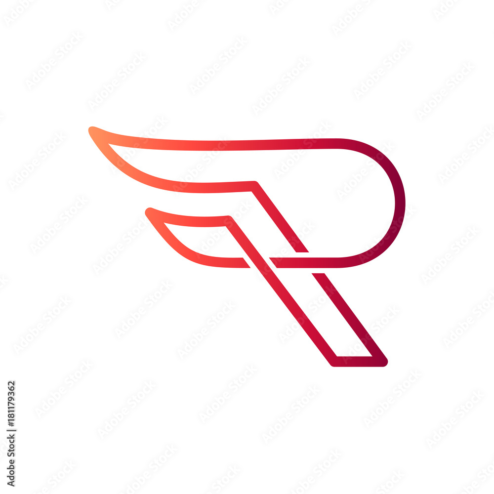 Letter R With Wing Initial Logo Template Stock Vector | Adobe Stock