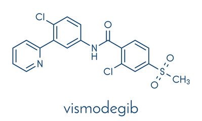 Poster - Vismodegib cancer drug molecule. Used in treatment of basal cell carcinoma. Skeletal formula.