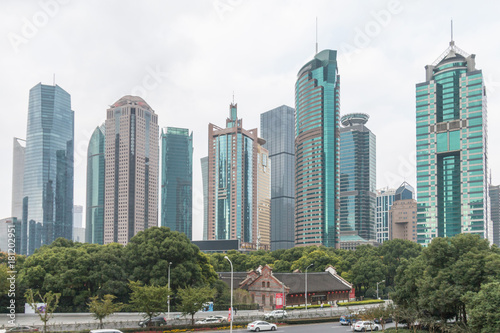 Plakat Szanghaj Lujiazui miasta krajobraz
