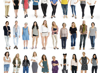Poster - Diversity Women Set Gesture Standing Together Studio Isolated