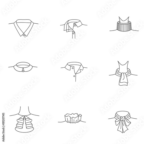 Fashion sketch of shirt collars.types of women's collars.collar for