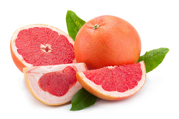 Wall Mural - Orange grapefruit on white