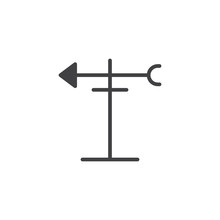 Wind Vane Icon Vector, Filled Flat Sign, Solid Pictogram Isolated On White. Direction Vane Symbol, Logo Illustration.