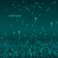 Poster - Cyberspace. Futuristic concept. Circuit tracks and data transfer. Vector illustration