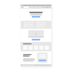 structure template of landing page. call to action button selected blue. vector illustration