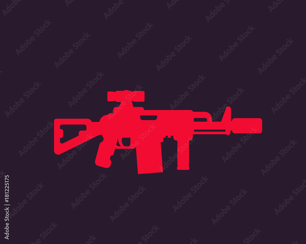 tactical assault rifle with silencer and optical sight Stock Vector ...