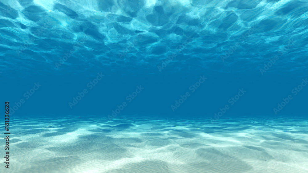 Tranquil underwater scene 3D render - obrazy, fototapety, plakaty 