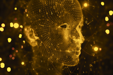 Aufkleber - artificial intelligence, cyberspace and robotics background