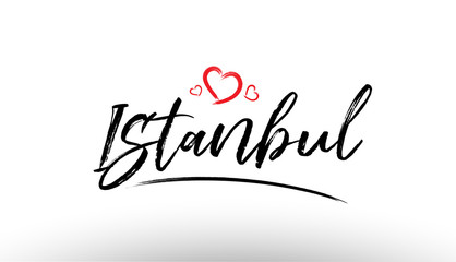 Wall Mural - istanbul europe european city name love heart tourism logo icon design