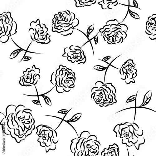 Drawing Vector Graphics With Floral Pattern Seamless Background Floral Flower Natural Design Graphic Sketch Drawing Rose Stock Vector Adobe Stock