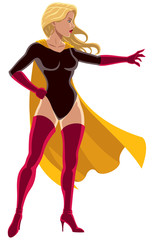 Wall Mural - Superheroine Power / Illustration of superheroine using her superpower and directing it with her hand.  