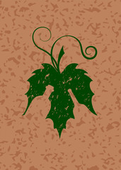 Logo with a green silhouette of a grape leaf and bottles.