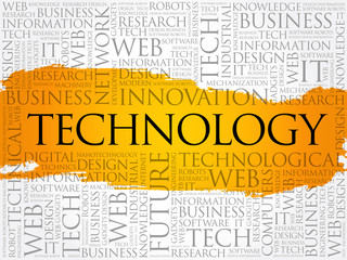 Poster - technology word cloud collage, business concept background