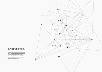 Fototapete - Abstract triangles shapes background with connecting dots and lines