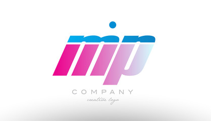 mp m p alphabet letter combination pink blue bold logo icon design