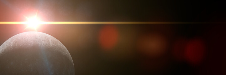 Wall Mural - sunrise over planet mercury
