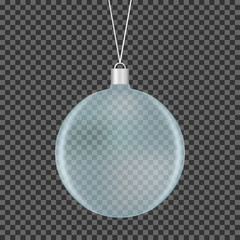 Aufkleber - Glass transparent Christmas ball. Mockup of Xmas decorations. Vector illustration.
