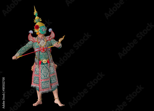 Fotomural Thotsakan or Ravana, one of the demon king in Thai Ramayana pantomime isolated o