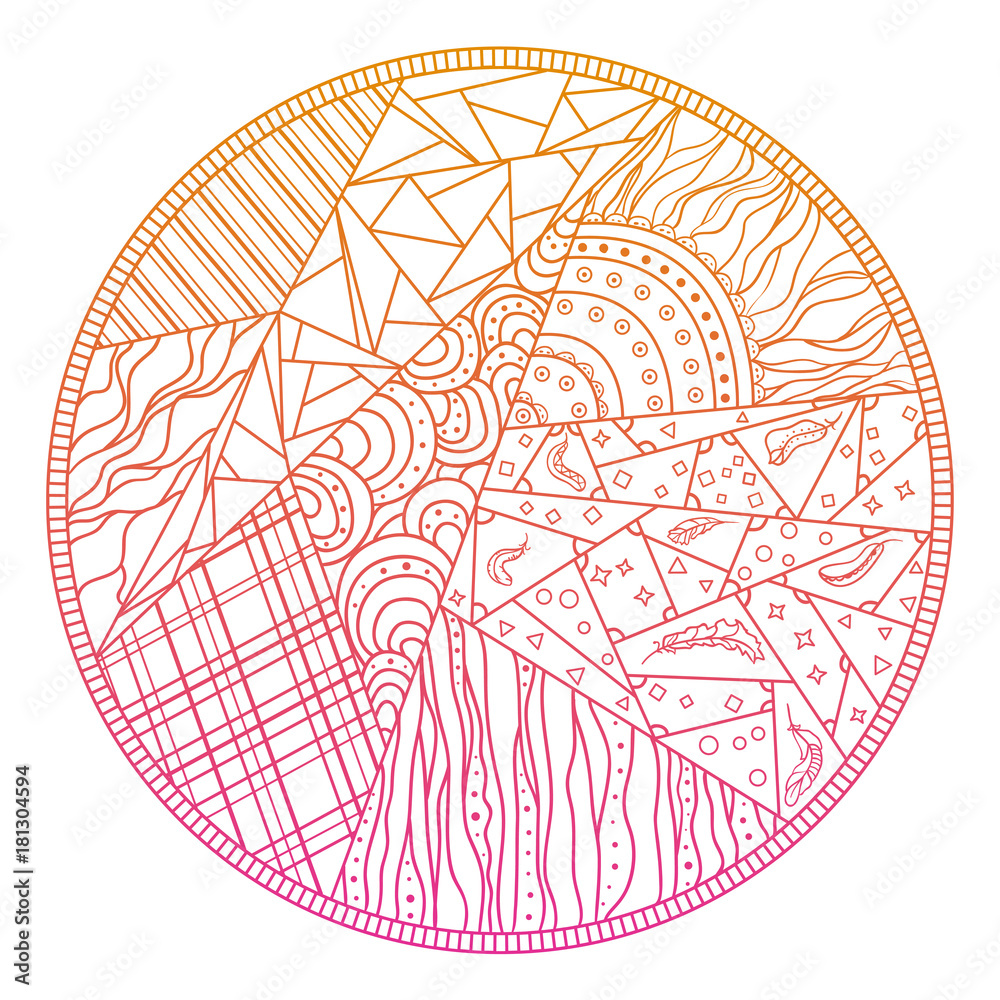 Pattern Spirit Patchwork pattern. Abstract eastern pattern. Hand drawn texture with ...