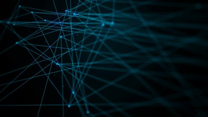Poster - 4k animation dark abstract background dot line connection for cyber futuristic technology network co