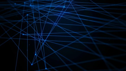 Poster - 4k animation dark abstract background dot line connection for cyber futuristic technology network co