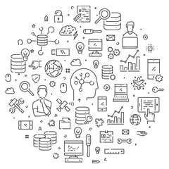 Poster - Round vector line web concept for big data