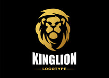 Gold Lion Logo - Vector Illustration, Emblem Design On Black Background