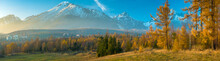 Panorama Of Mountains In Autumn Scenery, High Tatras, Slovakia, High Resolution Panorama