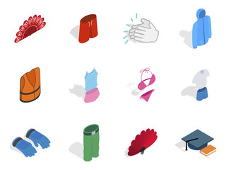 Poster - Clothes icon set, isometric style
