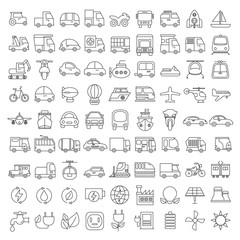 Wall Mural - transportation icons, vehicle icons