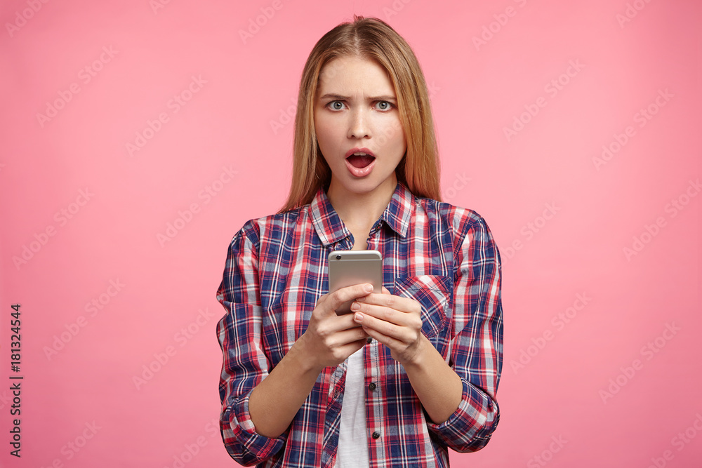 Foto de Stock Beautiful female has attractive appealing appearance and ...
