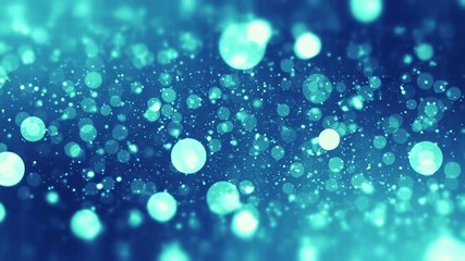 blue blurred christmas background with floating bokeh circles. 4k uhd video animation loop.