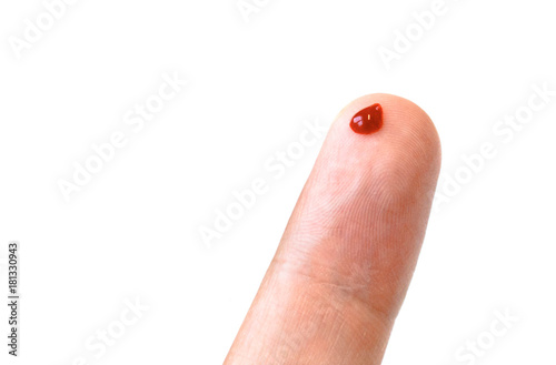Cuadros en Lienzo finger with a drop of blood on an isolated background