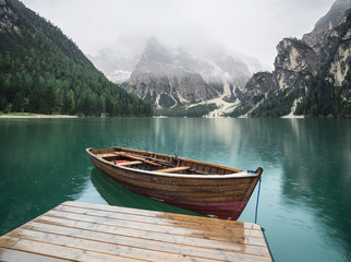 Lake in the mountain valley in the Italy. Beautiful natural landscape in the Italy mountains.