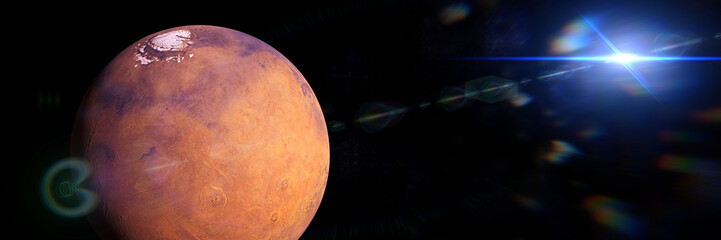 Wall Mural - planet mars lit by the sun