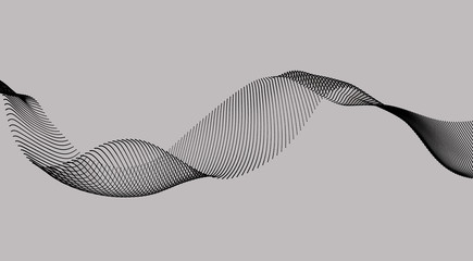 Fototapete - 3D abstract digital wave of particles and wireframe. Futuristic abstract background. Technology concept.