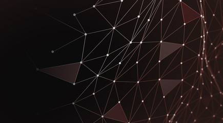 Poster - Abstract polygonal space light background with connecting dots and lines. Plexus effect. 3d render