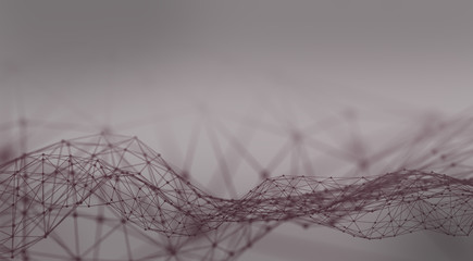 Poster - Abstract polygonal space light background with connecting dots and lines. Plexus effect. 3d render