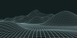 © slyvchuk - Abstract landscape background. Mesh structure. Polygonal wave wireframe background. 3d rendering