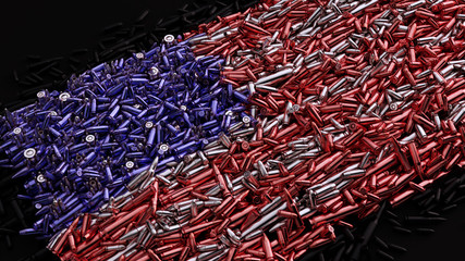 Wall Mural - USA Flag formed out of bullets 