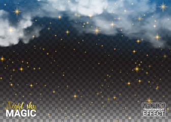 Wall Mural - night sky magic stars and cloud. design shining environment space. vector illustration abstract tran
