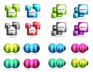 Glass and metal buttons or labels