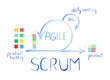 Scheme of Agile Methodology. Scrum daily meeting. Development process
