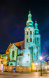Night view of the illuminated saint Andrew church in Krakow/Cracow, Poland.