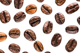 Fototapeta Mapy - Coffee beans top view with clipping paths